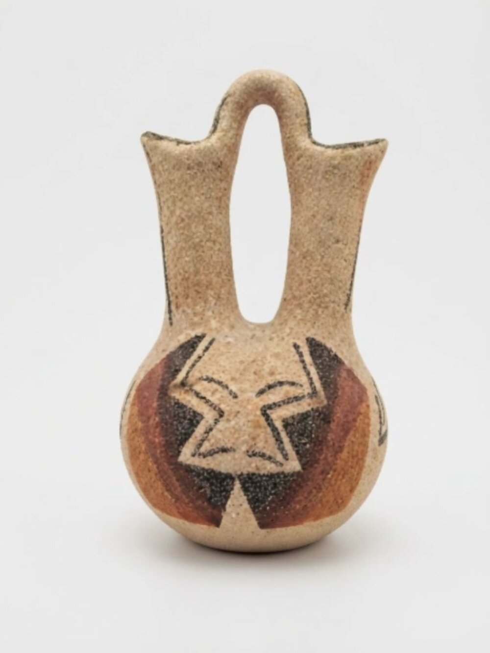 Vintage Rancho Feliz Signed Original Navajo Sand Art Pottery Wedding Vase